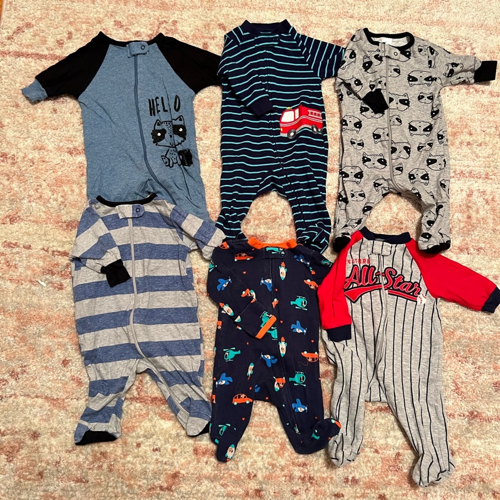 6 NB Baby Boy Sleepers